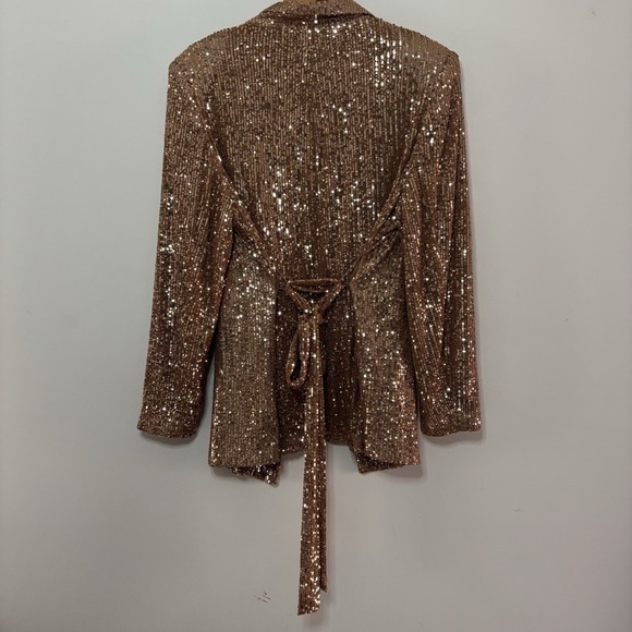 ASOS DESIGN Curve Sequin Co-Ord Blazer Bronze Womens 20 New Years Party Holiday - Picture 3 of 8
